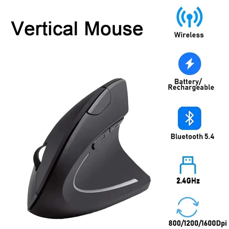 Mouse da gioco ergonomico verticale Kit mouse da gioco ricaricabile wireless Mouse ottico 2.4G per PC Mouse USB desktop per computer portatile