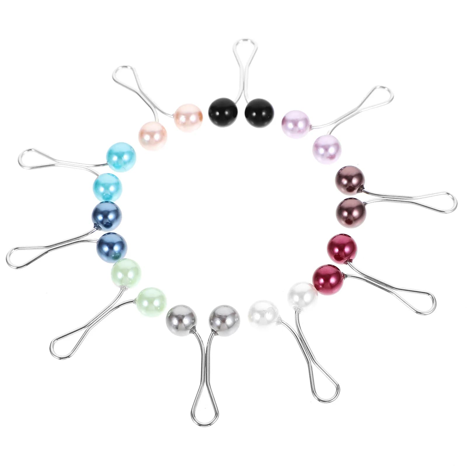 24 Pcs Muslim Hijab Scarf Pin Pearl Clip Brooch Pins Fixing Fixed Clips U-shaped