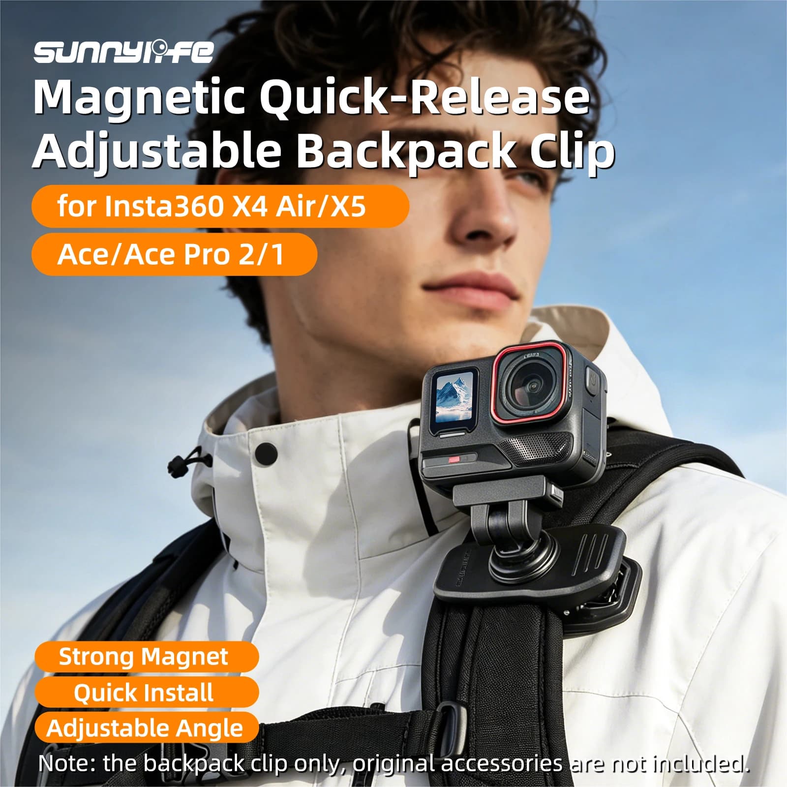 Clip Magnetica a Sgancio Rapido per Zaino, Montaggio Verticale e Orizzontale per Accessori Fotocamera Insta360 X4 Air/X5/Ace/Ace Pro2/1