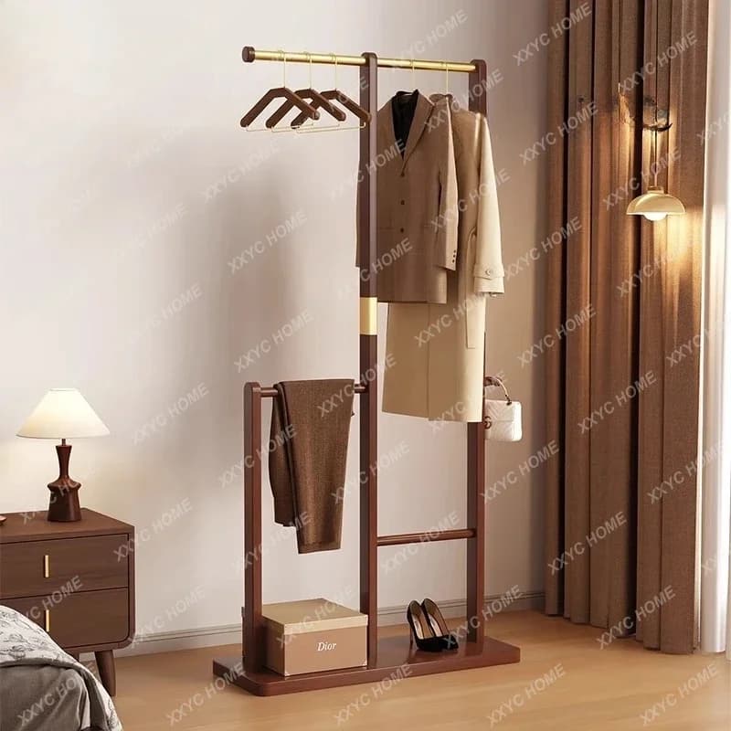 Appendiabiti da terra in legno massello di lusso leggero XX, nuovo stile cinese, per camera da letto, comodino, vestiti, con contenitore, alla moda