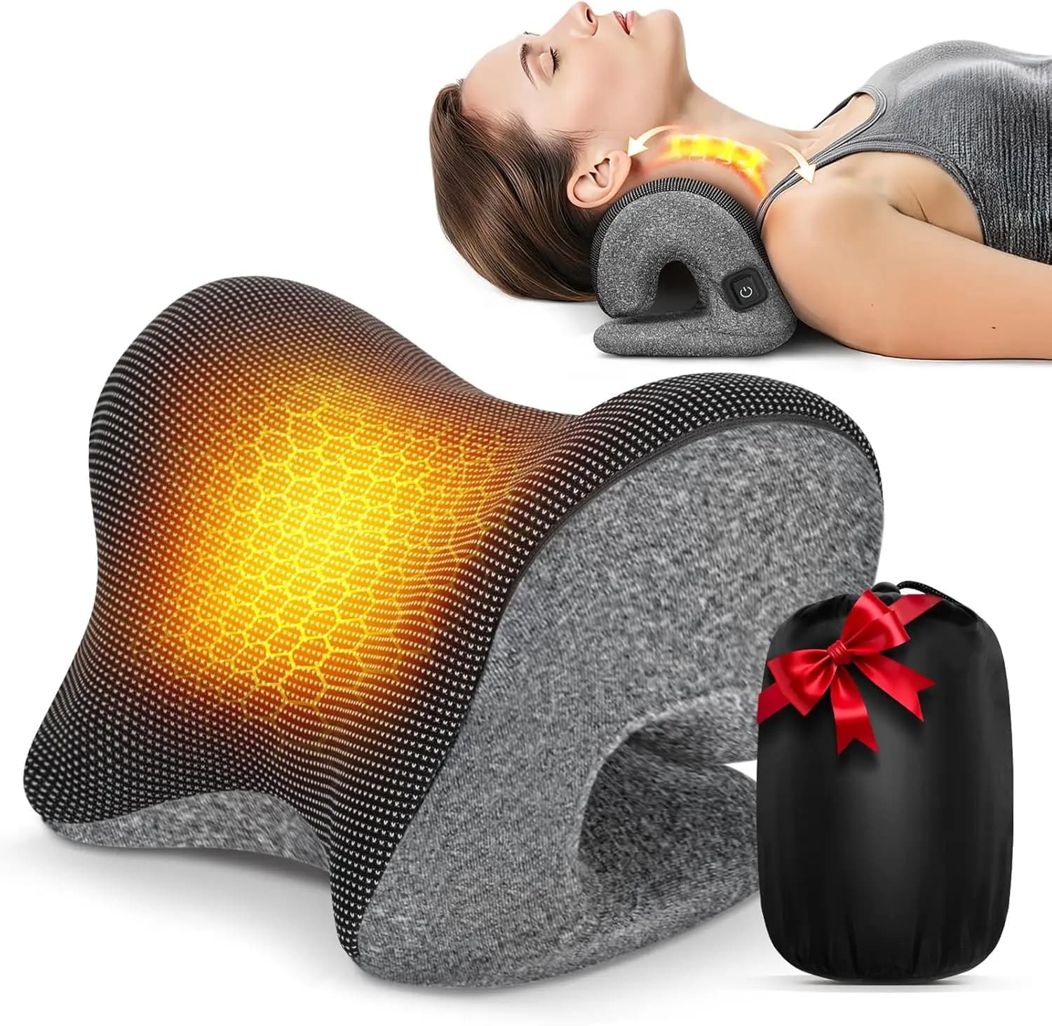 Cuscino Magnetico in Grafene per Trazione Cervicale con Cuscinetto Riscaldante per Alleviare il Dolore, Cuscino per Trazione Cervicale per TMJ ed Emicrania