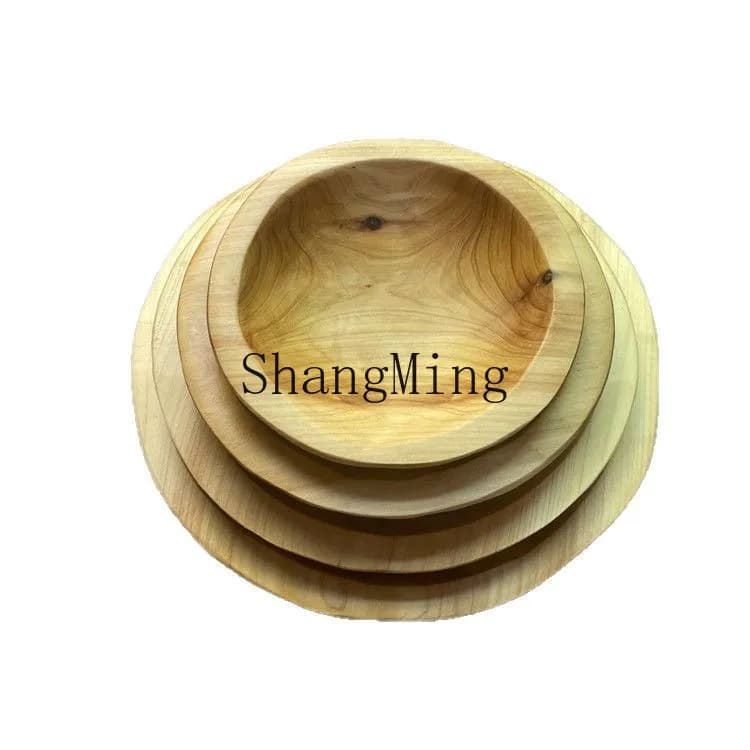 Piatto rotondo DSA in legno per frutta, ciotola creativa in legno per soggiorno, portaoggetti domestico, piatto in legno per frutta secca e snack