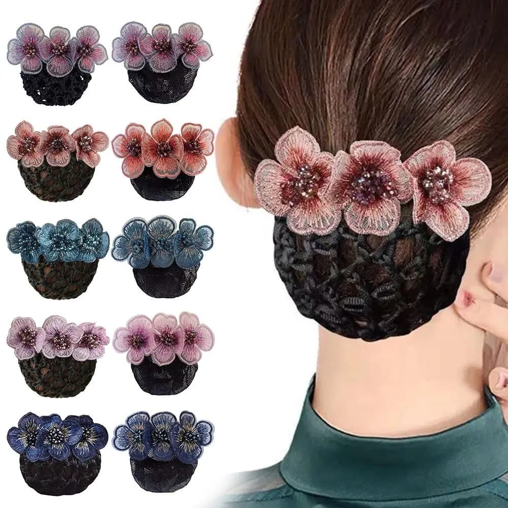 Clean For Eye Shadow Primer for women retina for hair Rose Spring Clip Bun Cover for hair retina Bun Bow Crochet Snood