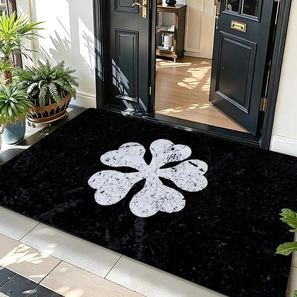 Tappetino da pavimento Anime B-Black C-Clover L-LOGO, tappetino morbido in flanella per porta d'ingresso, tappetino antiscivolo assorbente per bagno e camera da letto