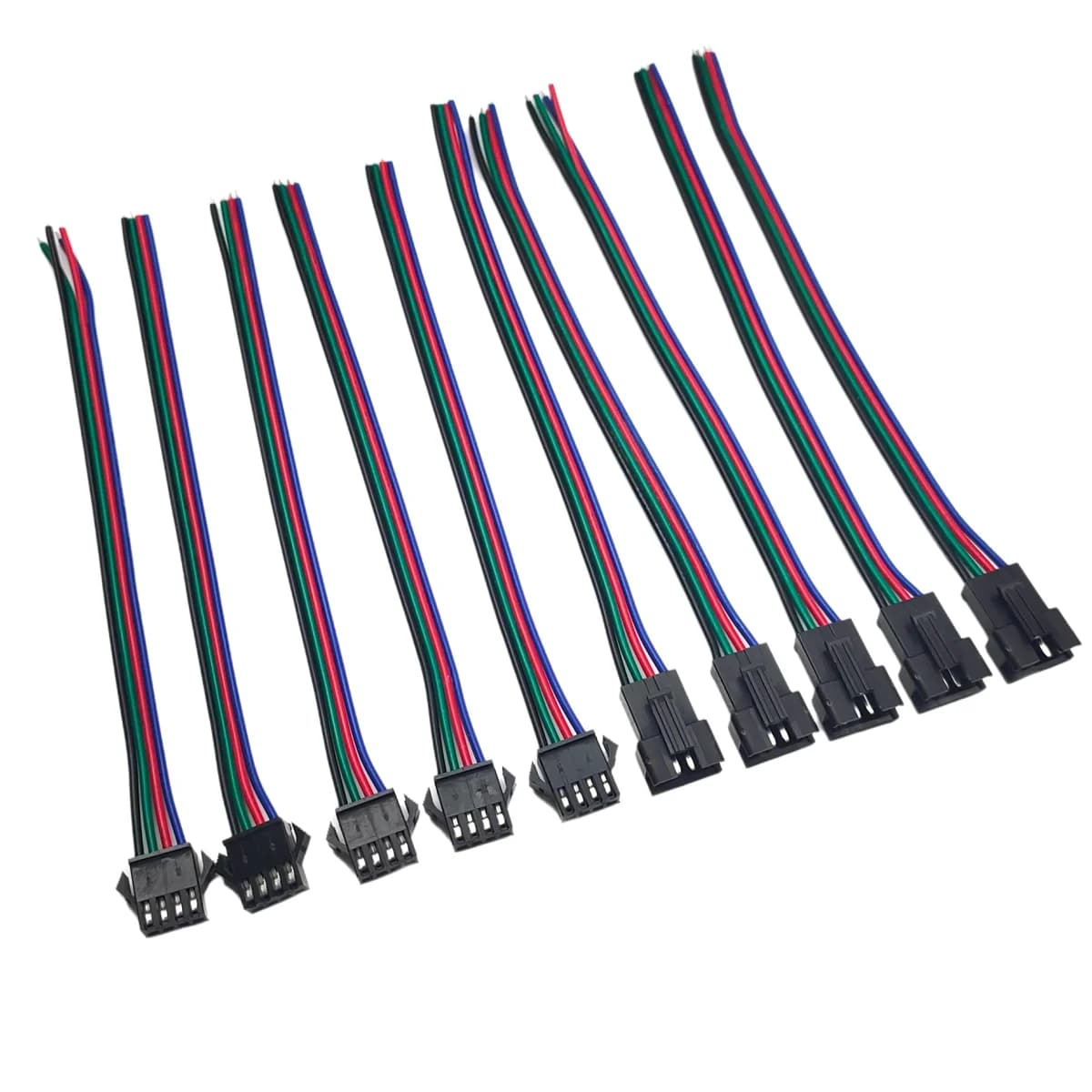 5-50 Pairs 15cm JST SM 4 Pin Extension Cable, Male to Female Connector Wire for WS2811 WS2812B WS2815 RGB 5050 3528 LED Strip