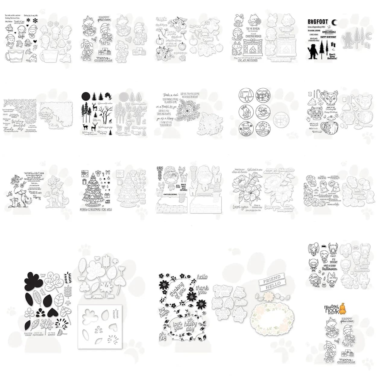 Winter & Christmas Forest & Nature Whimsical & Mystical Clear Stamps & Dies Set for Card Making Scrapbooking Cutting Dies
