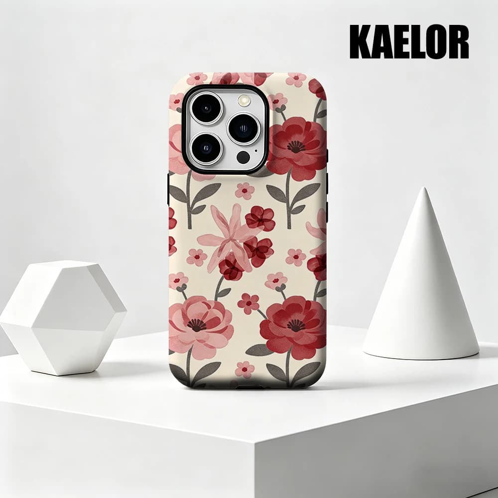 Custodia Kaelor opaca antiurto per MagSafe per iPhone 17 16 15 14 Plus 13 Pro Max, in PC rigido, con motivo Peonia Vintage