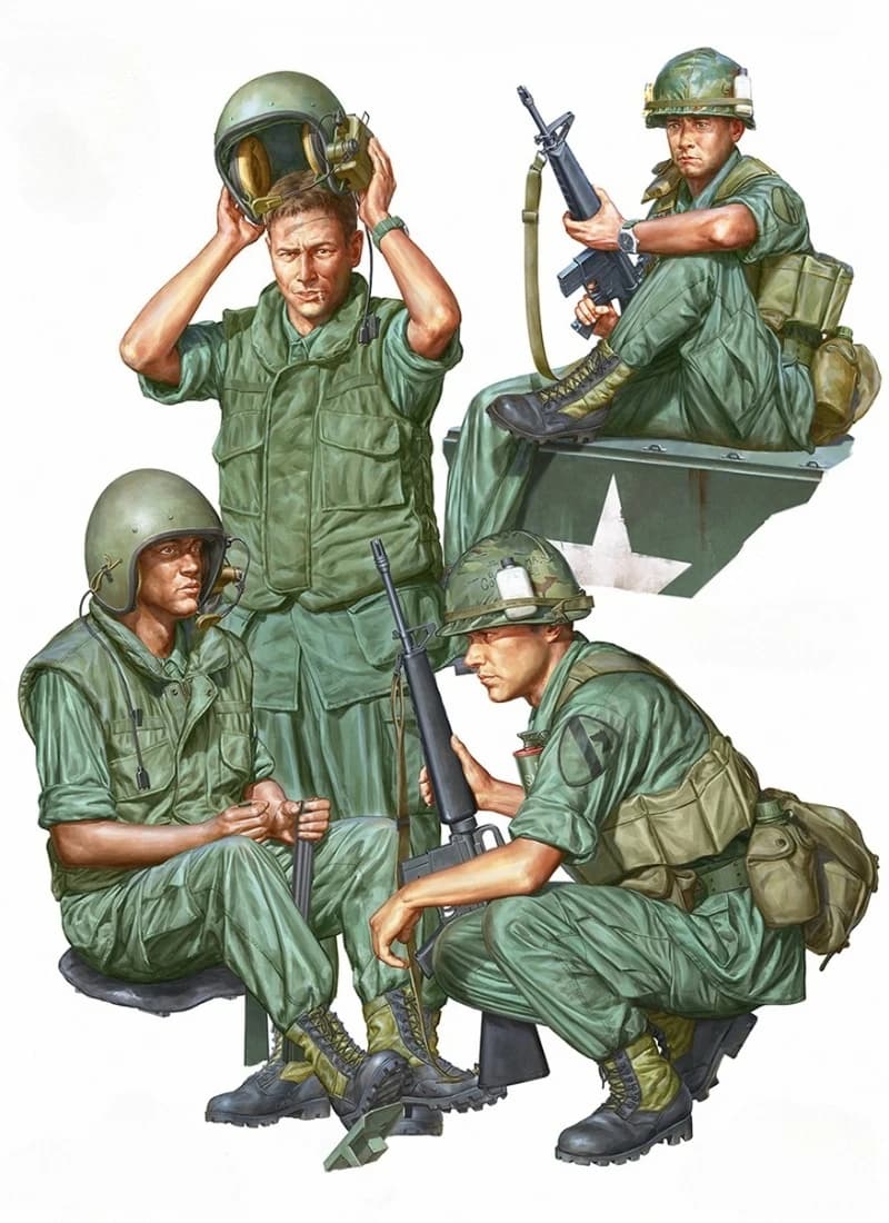 Kit modello di figura in resina pressofusa in scala 1/16 Equipaggio portante personale corazzato e fanteria 4 figure (senza auto) smontato non verniciato