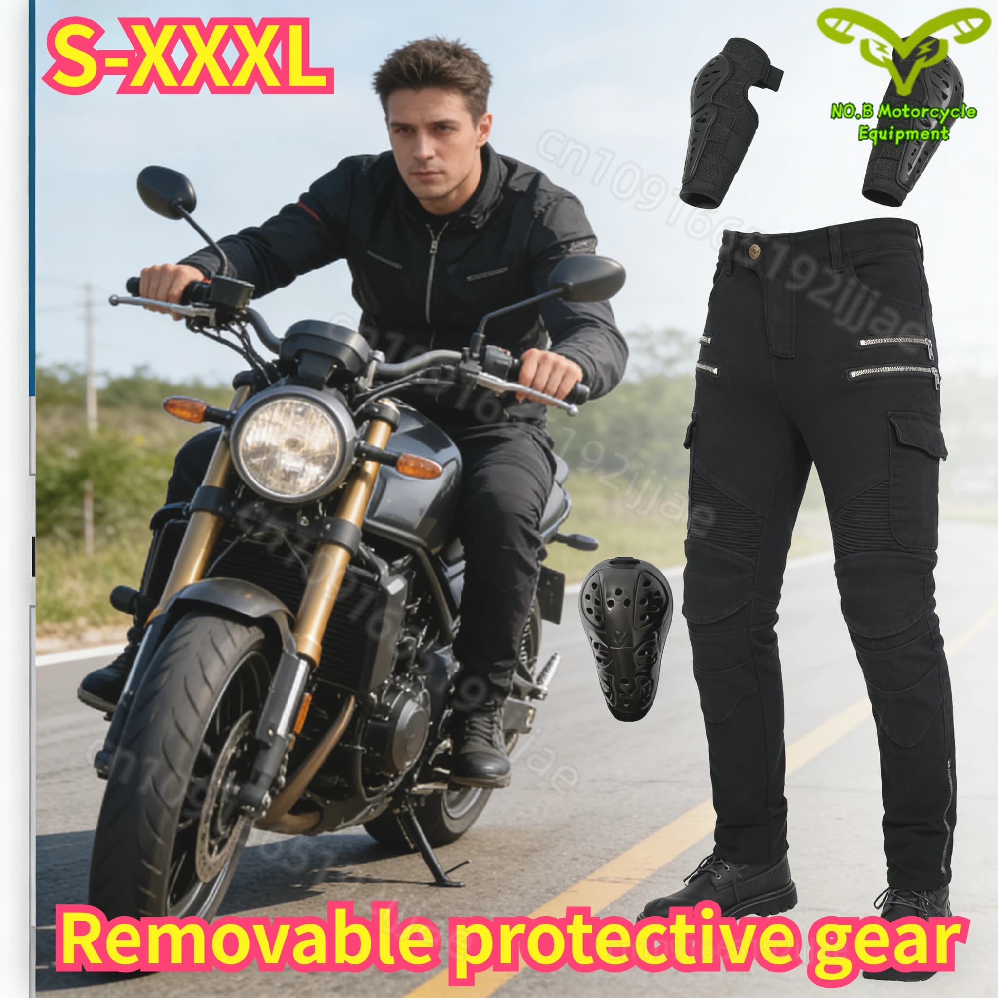 Nuovi Pantaloni da Motocross con Doppia Cerniera in Metallo per Uomo e Donna, Jeans da Moto per Esterni con Protezioni, Pantaloni da Motociclista