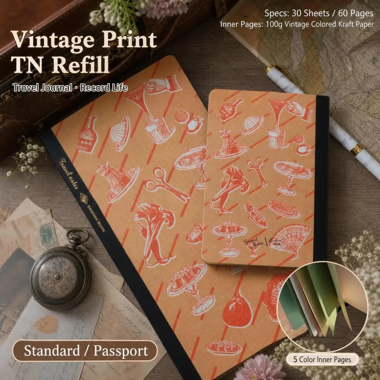 Retro Travelers Notebook Colorful Blank Inner Pages Texture Paper Cover Travel Planner Journal Office School Stationery Supplies