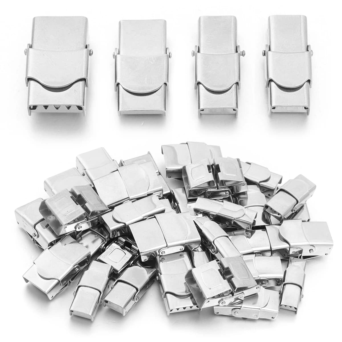 5pcs/lot Stainless Steel Clasp Crimp Jaw Clasps Hook Leather Clasps Fastener Buckle For DIY Bracelet Jewelry Making Connectors