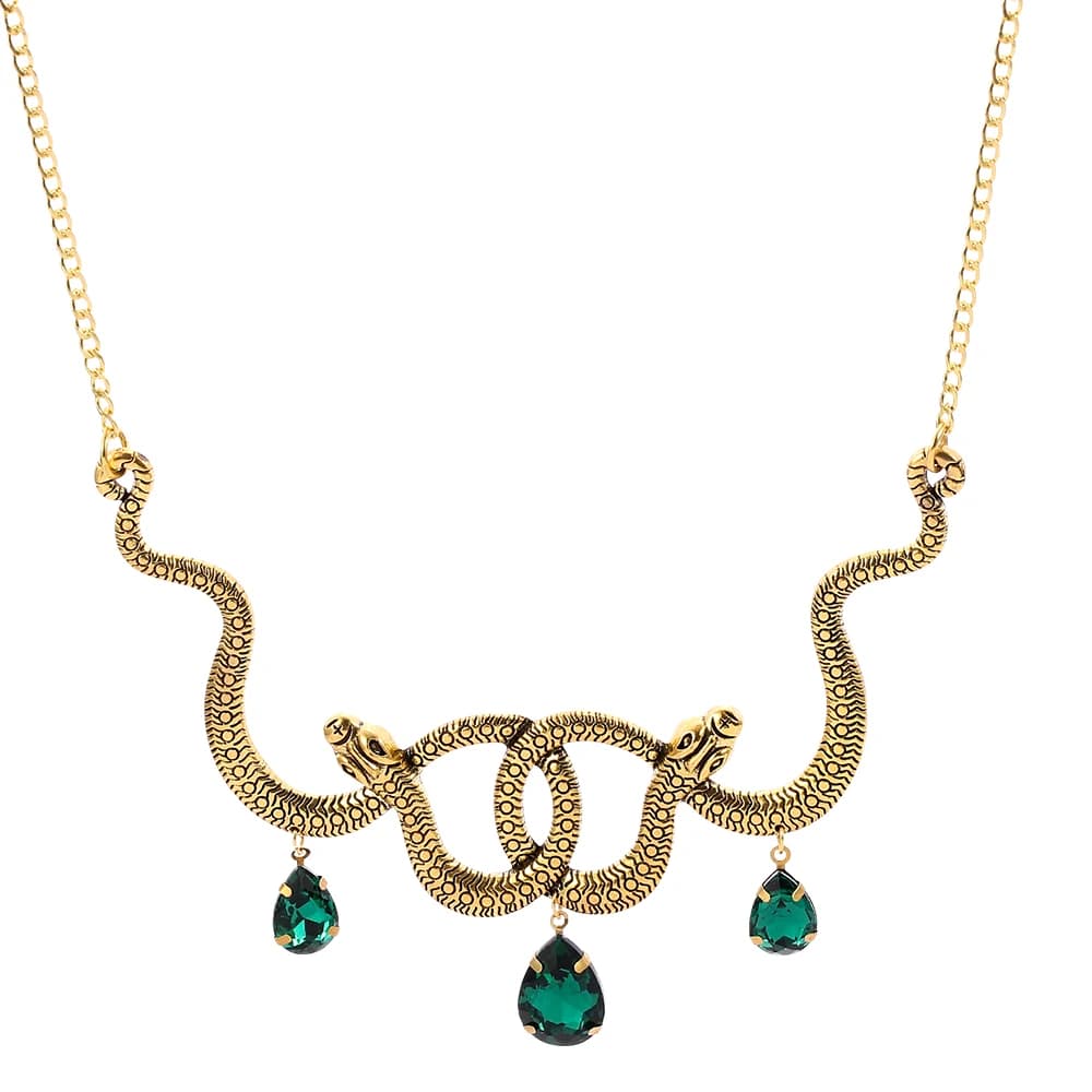 Collana vintage alla moda con serpente Medusa, doppio ciondolo a forma di serpente, collana in metallo color oro, girocollo, gioielli con amuleto gotico di moda