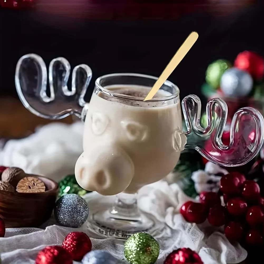 1/2/3 Pezzi Tazza in Vetro Natalizia a Forma di Alce 8Oz, Bicchiere per Latte a Forma di Renna, Tazza per Birra e Acqua, Regalo per Feste Natalizie