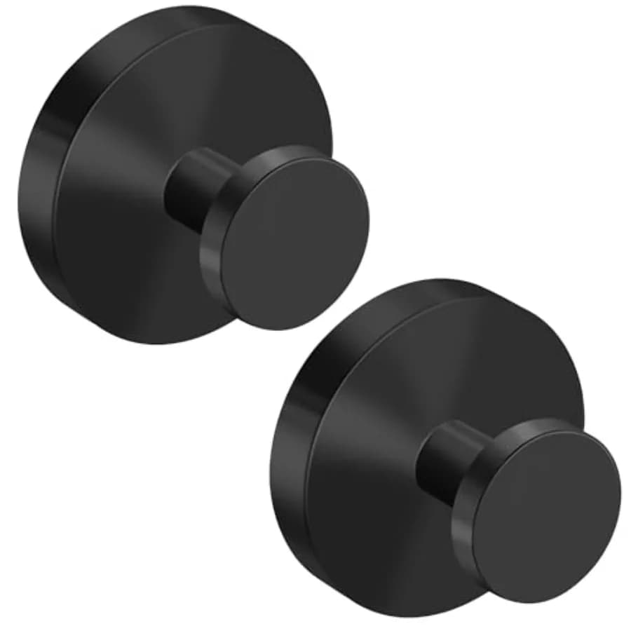 Suction Cup Hooks for Shower, No-Drill Towel and Robe Hooks for Bathroom, Glass Door, Mirror and Tile,,Matte Black Ideal for Ha
