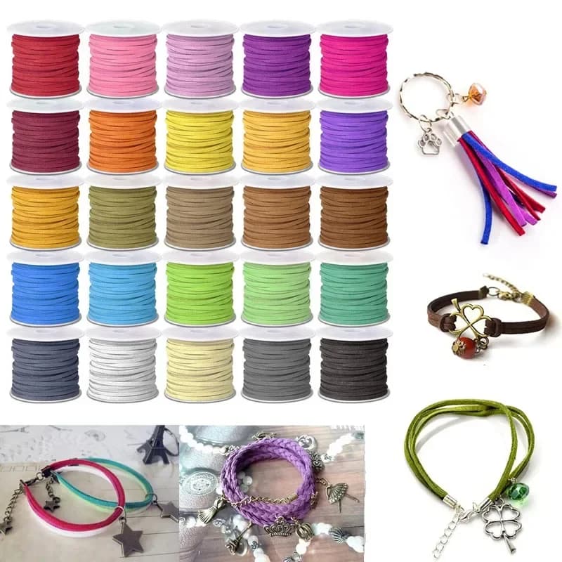 100Yard/90m 2.7mm Faux Suede String Micro-Fiber Thread Suede Cord For DIY Hand Work Tassel Beading Jewelry Bracelet Necklace