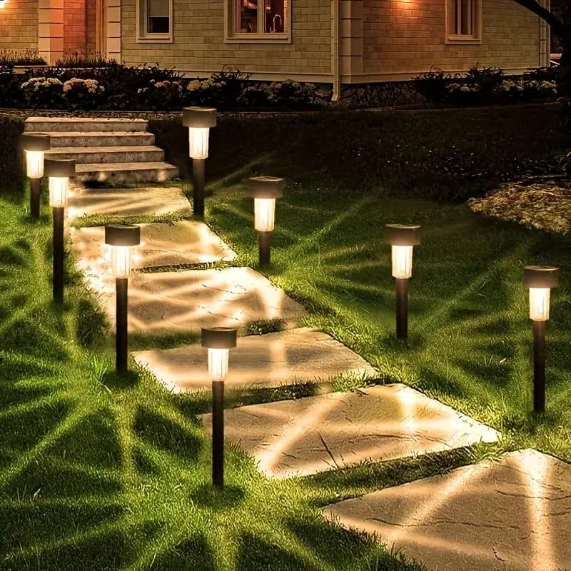 Lampada da giardino solare per paesaggio Lampada da giardino in acciaio inossidabile Illuminazione per percorsi esterni Illuminazione automatica Ponte per passerelle natalizie