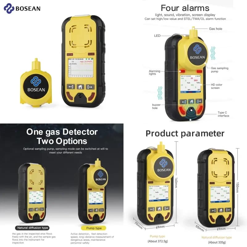 Brand For Bosean Pump Multi Detector Meter O2 H2S CO LEL 4 in 1 Oxygen Sulfide Carbon Monoxide Leak Detector