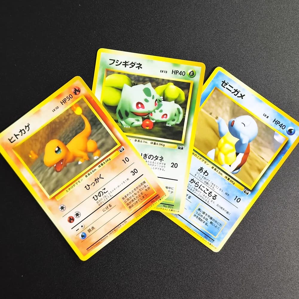3 Pezzi Carte Pokémon Proxy Fai-da-Te Bulbasaur Squirtle Charmander Carte da Collezione RARE Singole Carte Classiche Gioco Anime Giocattoli
