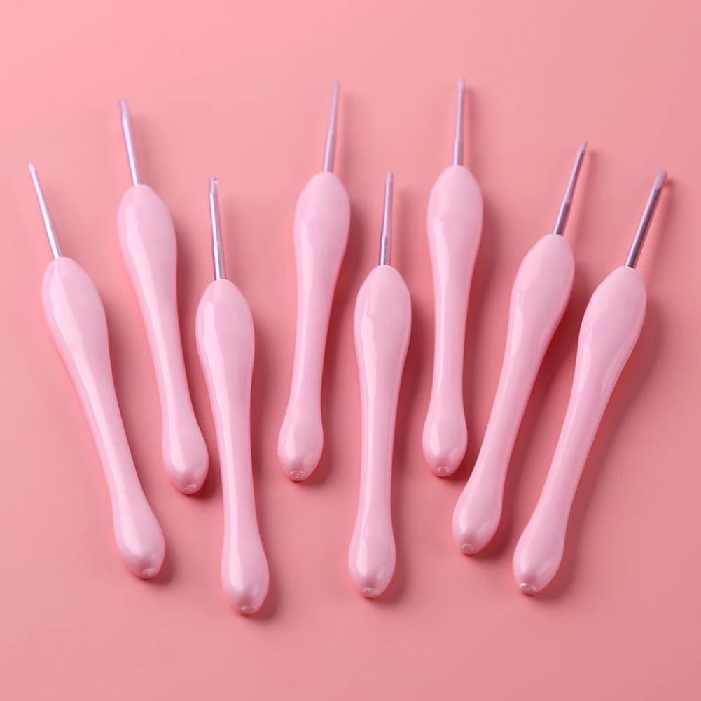 Set di 8 Ferri da Maglia Circolari in Alluminio con Manico in Plastica Morbida per Lavori Artigianali e Cucito Fai-da-Te