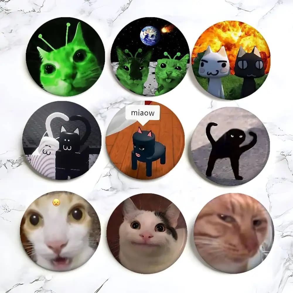 Funny Meme Cats Badges Tinplate Soft Button Pin Brooch Metal Badge Custom Jewelry Accessories Hat Bag Lapel