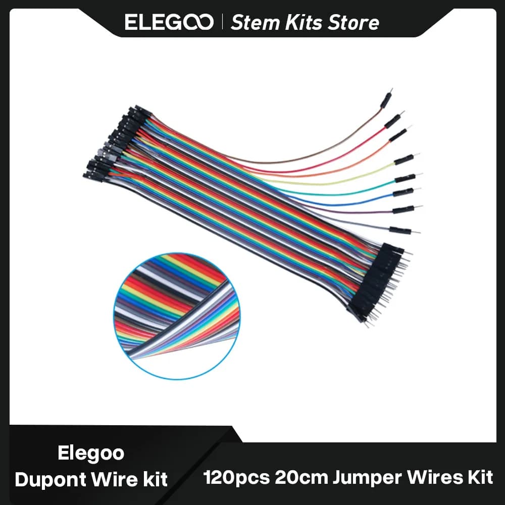 ELEGOO 120 pz 20cm multicolore Dupont Wire Breadboard Jumper Wires Kit di cavi a nastro compatibile con progetti Arduino