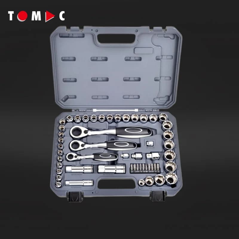 TOMAC 52pc Chrome Vanadium Go Through Socket Tool Set Socket Wrench Set Auto & Truck Repair