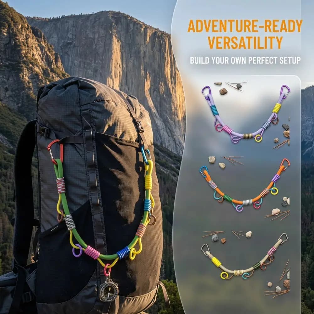 Multi-hanging Points Backpack Extension Lanyard Colorful Multi-purpose Hand Woven Paracord Rope Adjustable Handmade
