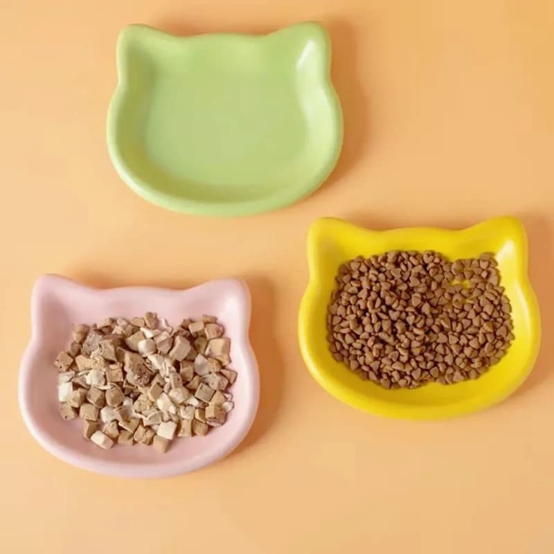4-Color Pet Bowl Cat Food Dish Canned Snack Frozen Meal Plate for Dwarf Cats Premium Anti-Black-Nose Pet Dish Home Use Pet Bowl.