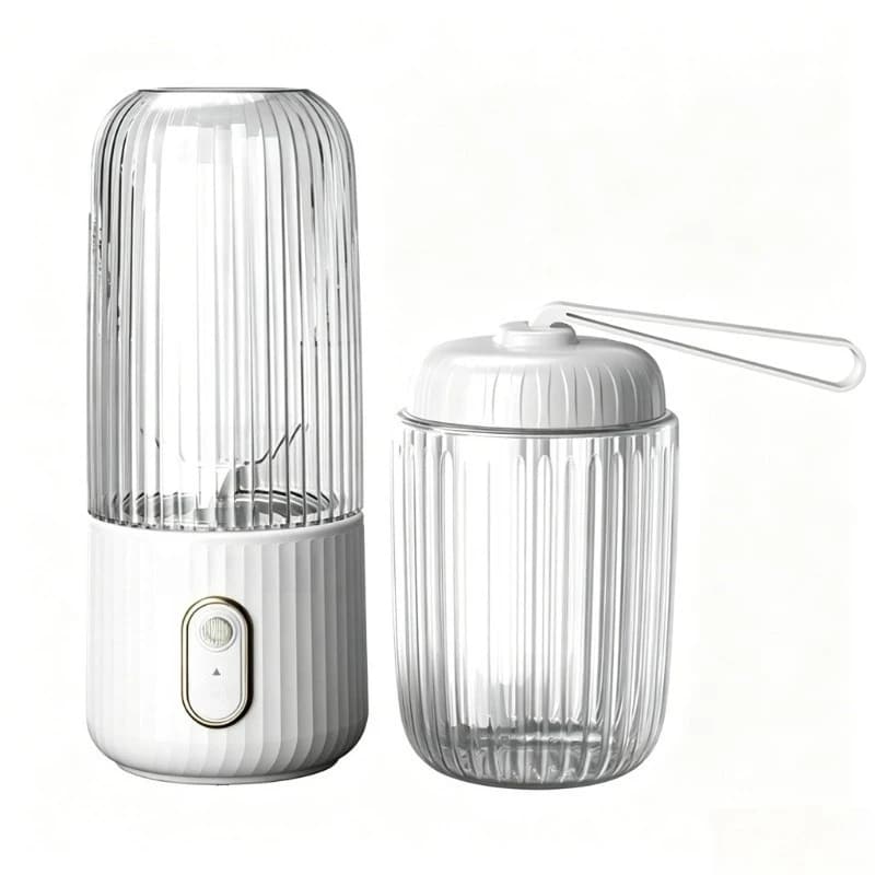 Dual Cup Portable Mini Juicer 280ml/9.8OZ Travel Cup 4 Blades USB Rechargeable Smoothie Mixer Blender for Kitchen Office Travel