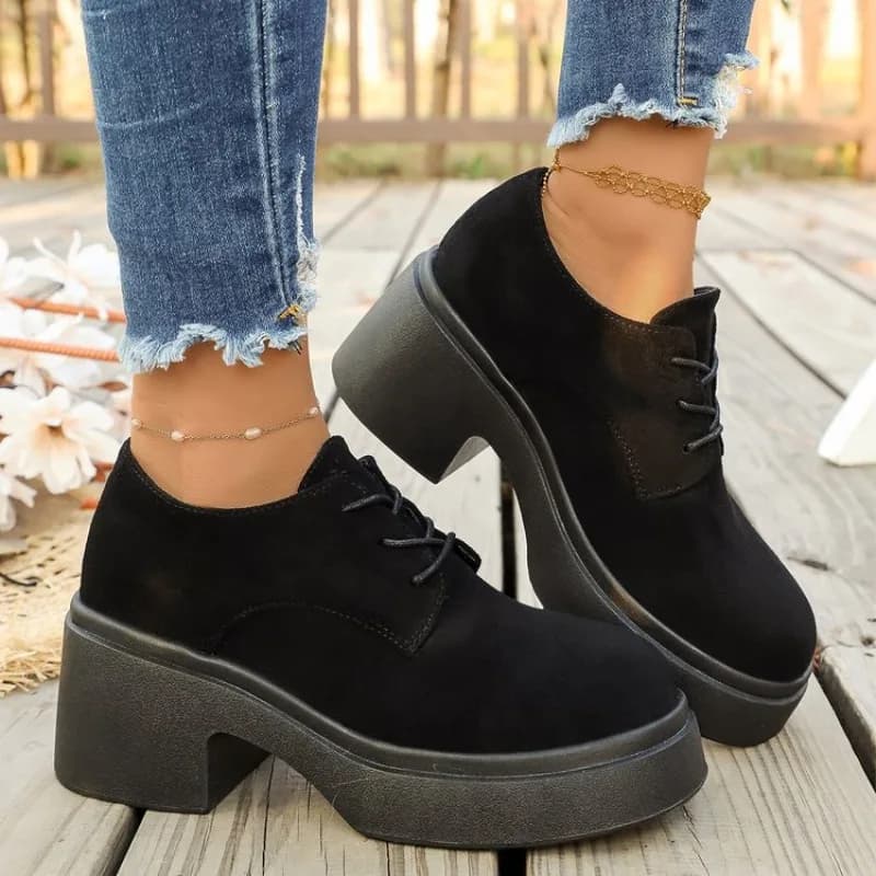 New Women's Casual Moccasins with Plateau and Heel Thickness, British Style, Waterproof, With Nappa and Node, Opaca Finish, Spring Collection