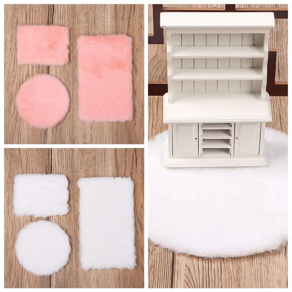 Mini tappetino da pavimento in stile nordico in scala 1/12 Accessori per bambole Tappeto in peluche per casa delle bambole Tappeto peloso in miniatura regalo