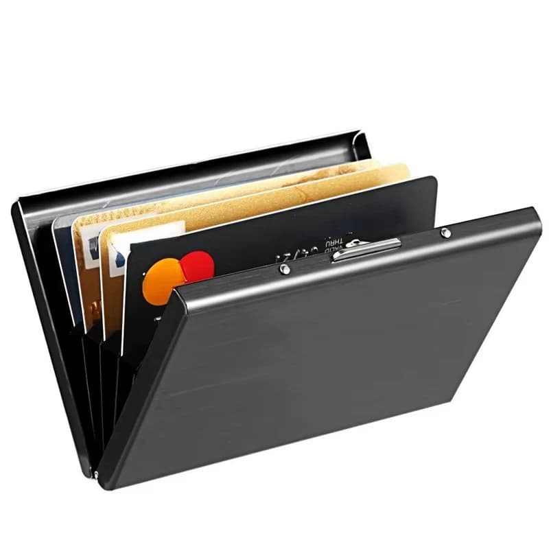 1pc Porta carte da uomo RFID Blocco Portafoglio sottile in metallo di alluminio Borsa per soldi Porta carte di credito anti-scansione Custodia sottile Piccole borse maschili