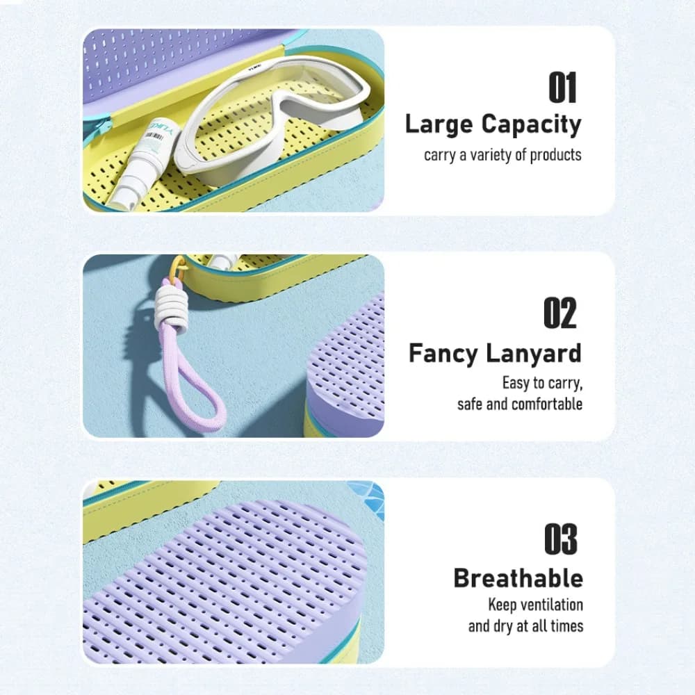 Portable Zipper Swim Goggle Case Waterproof Soft Swimming Goggles Storage Box with Drain Hole Breathable Silicone Glasses Box