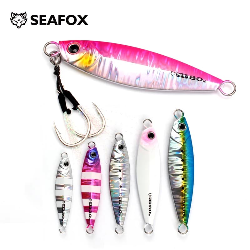 SF10 Japen Metallo Fuso Jig Cucchiaio 20/30/40/60/80g Shore Casting Jigging Pesce Spigola Richiamo di Pesca Esche Artificiali Affrontare