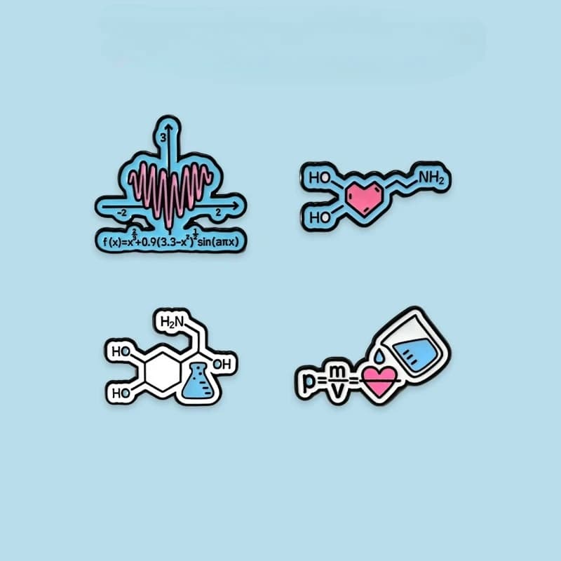Creative Mathematical Physical Chemical Density Formula Design Metal Brooch Cartoon Badge Pin DIY Clothing Bags Hat Decoration