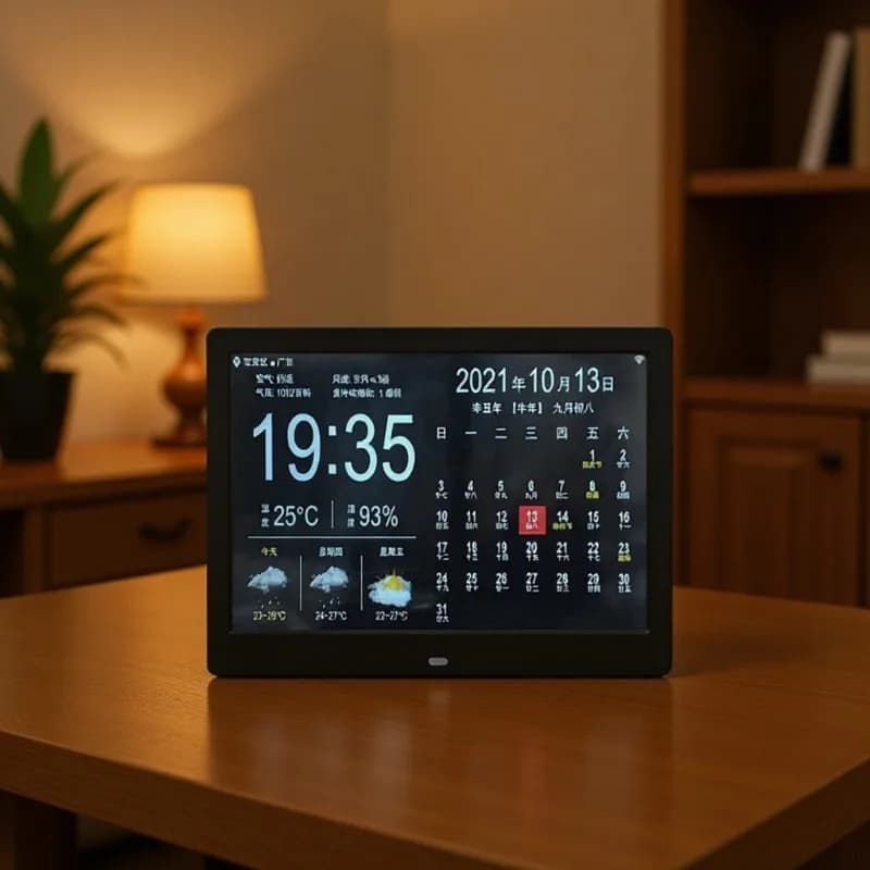 10.1 Inch WiFi Digital Calendar Clock Weather Station with Temperature Humidity Sensor and Photo Frame