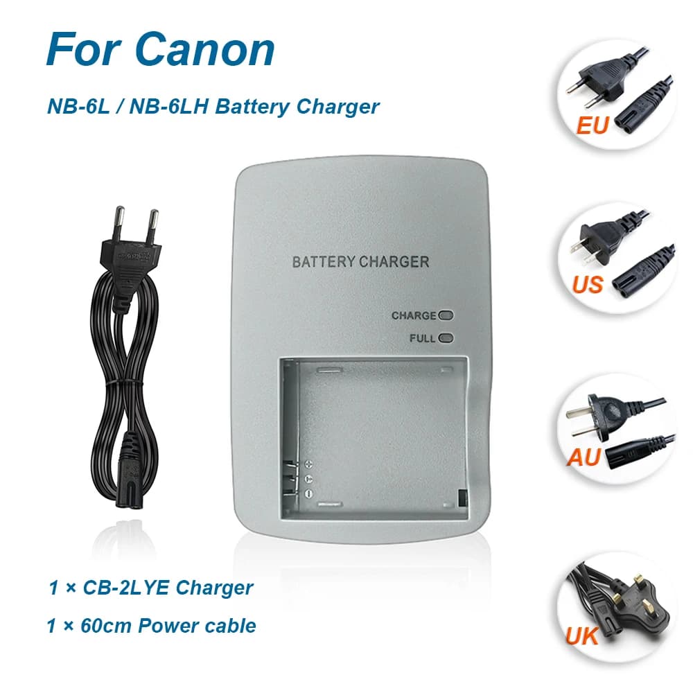 CB-2LYT CB-2LYE Charger For Canon NB-6L NB-6LH Batter-Compatible with D10,D20,D30,S90,S95,S120,SD770,SD980,SD1200,SD1300 Camera