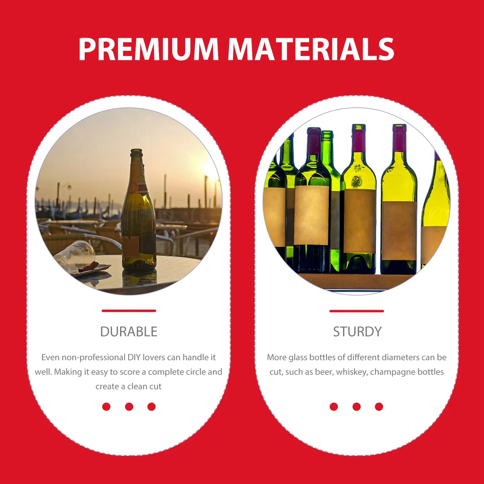 Tagliabottiglie Professionale in Vetro Sicuro e Resistente all'Usura per Tagliare Bottiglie di Vino e Birra, Dispositivo Fai-da-Te per Taglio Bottiglie