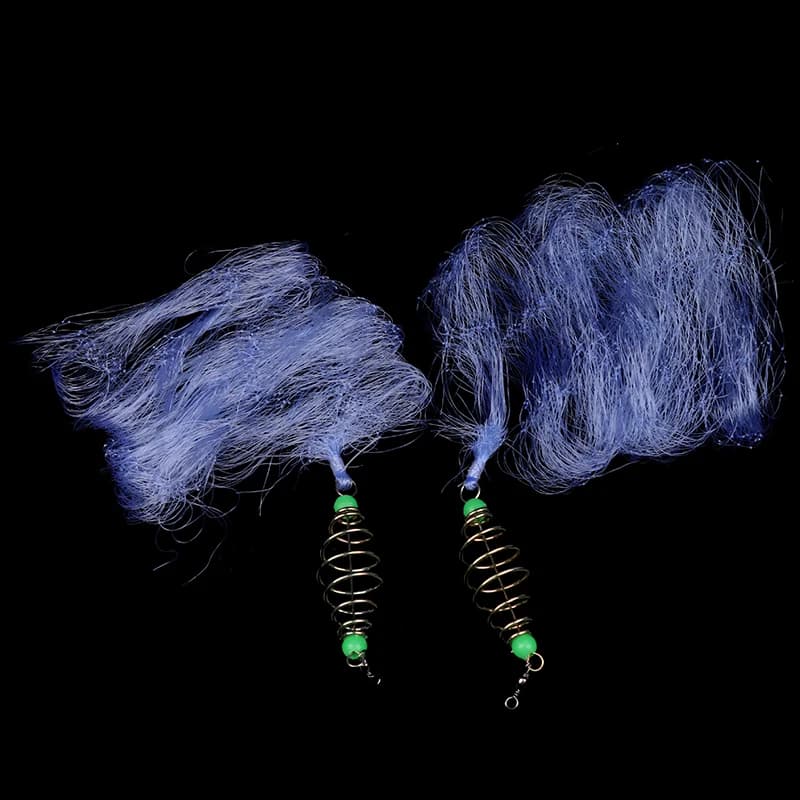 【4 pezzi di rete da pesca pieghevole in nylon resistente con perline luminose per la pesca notturna】