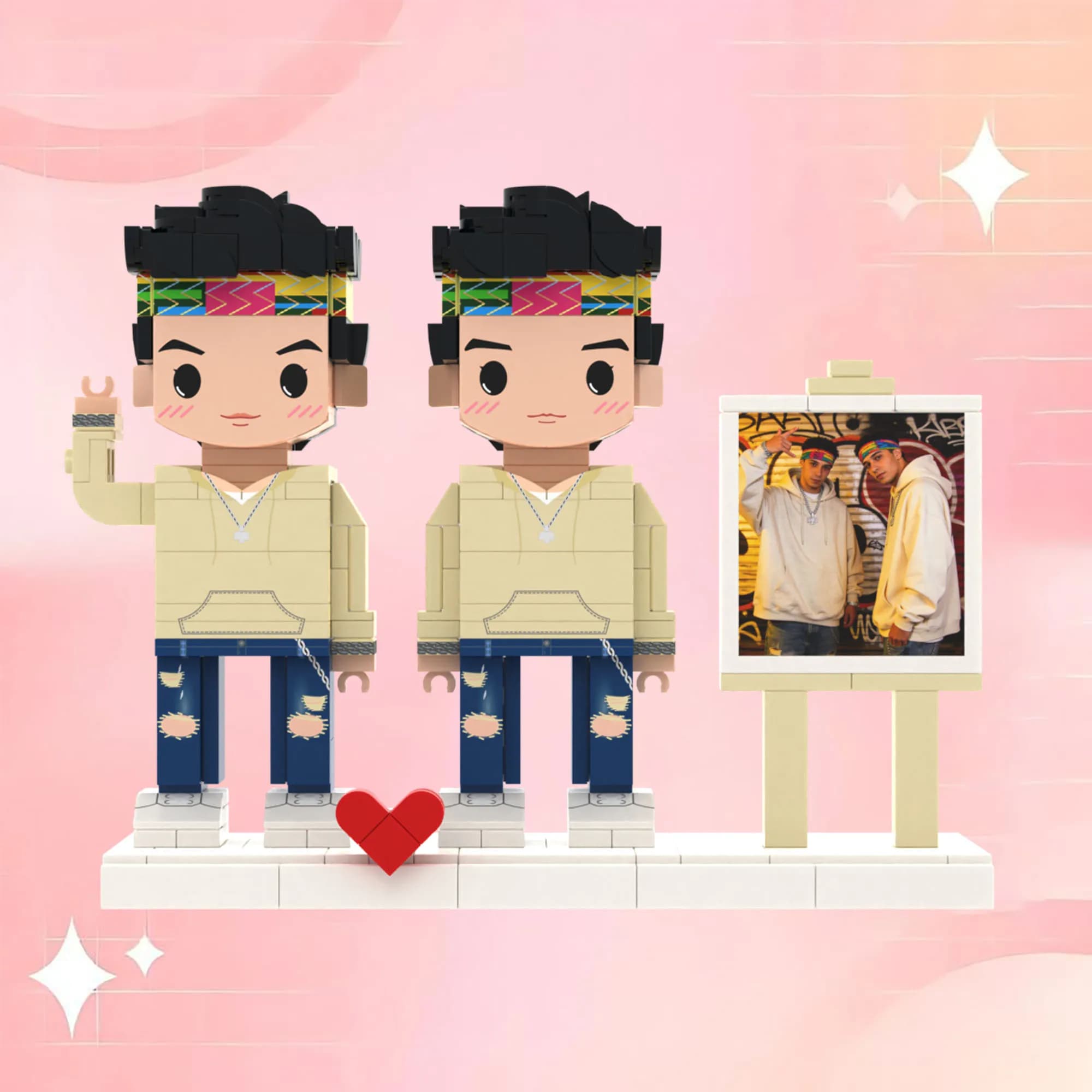 My Custom Brickfigures Personalized Granules Photo Building Blocks Beautiful Ornament Festival Gift, Two People Small Particle