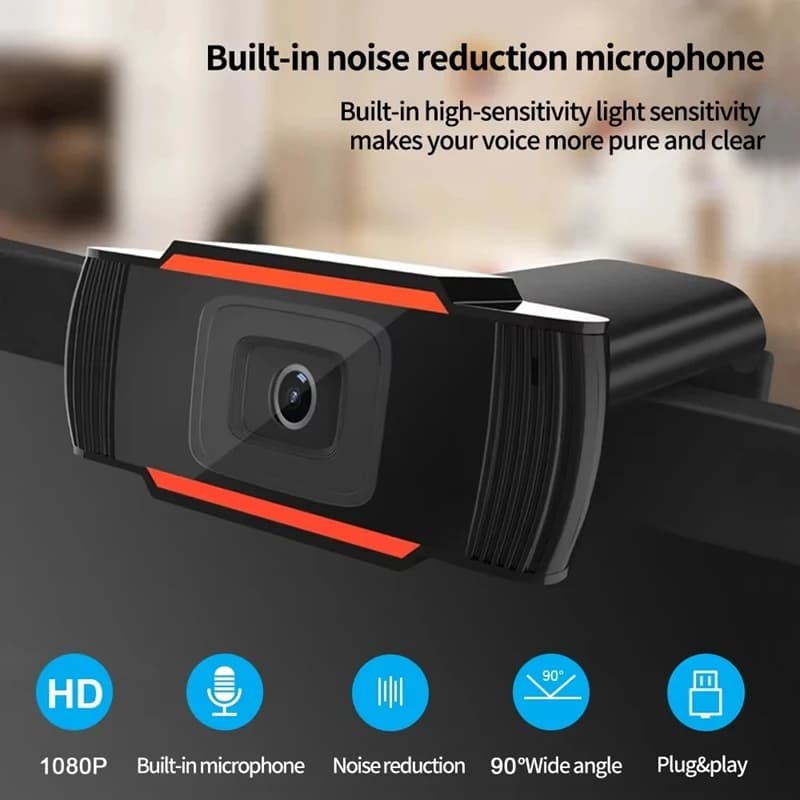 Telecamera di rete Full HD 1080P con microfono integrato, mini webcam USB 2K per PC, Mac, laptop, con autofocus, per riprese video.
