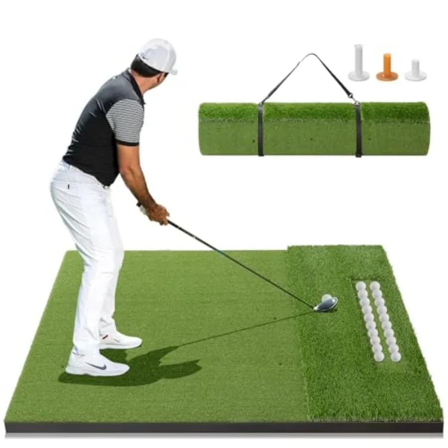 Tappetino da golf DualTurf con vassoio per palline 5x4Ft Tappetini da golf ispessiti da 31 mm per tappetini da campo di guida per erba pratica all'aperto per interni