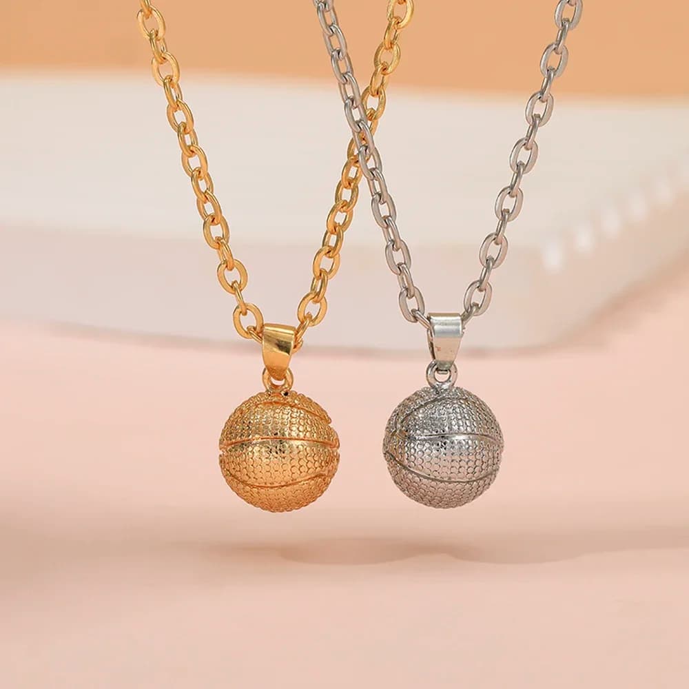Nuova Collana Sportiva con Ciondolo a Forma di Pallone da Basket e Calcio 3D, Choker per Donne, Uomini, Ragazzi, Tifosi, Amanti, Gioielli per Feste e Regali di Compleanno