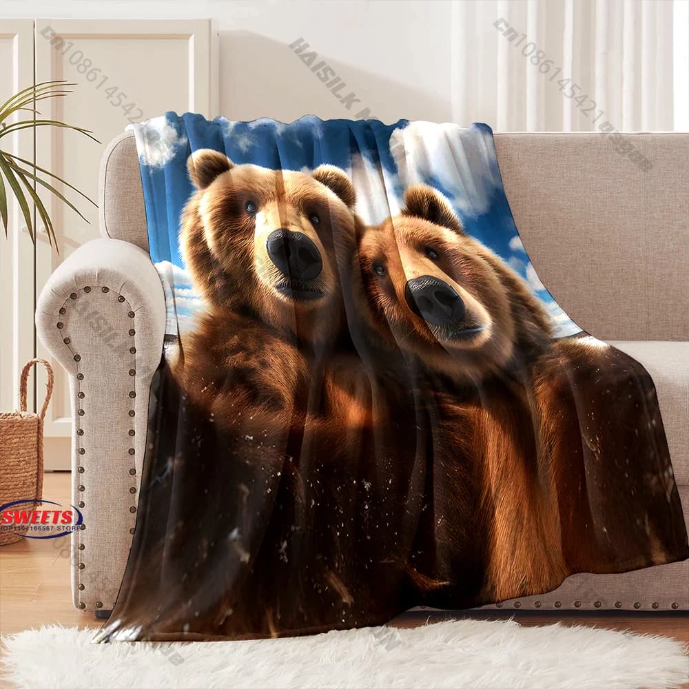 Coperta accogliente a tema orso, disponibile in diverse misure per bambini e adulti, ideale per la camera da letto, il soggiorno e il divano, un regalo raffinato.
