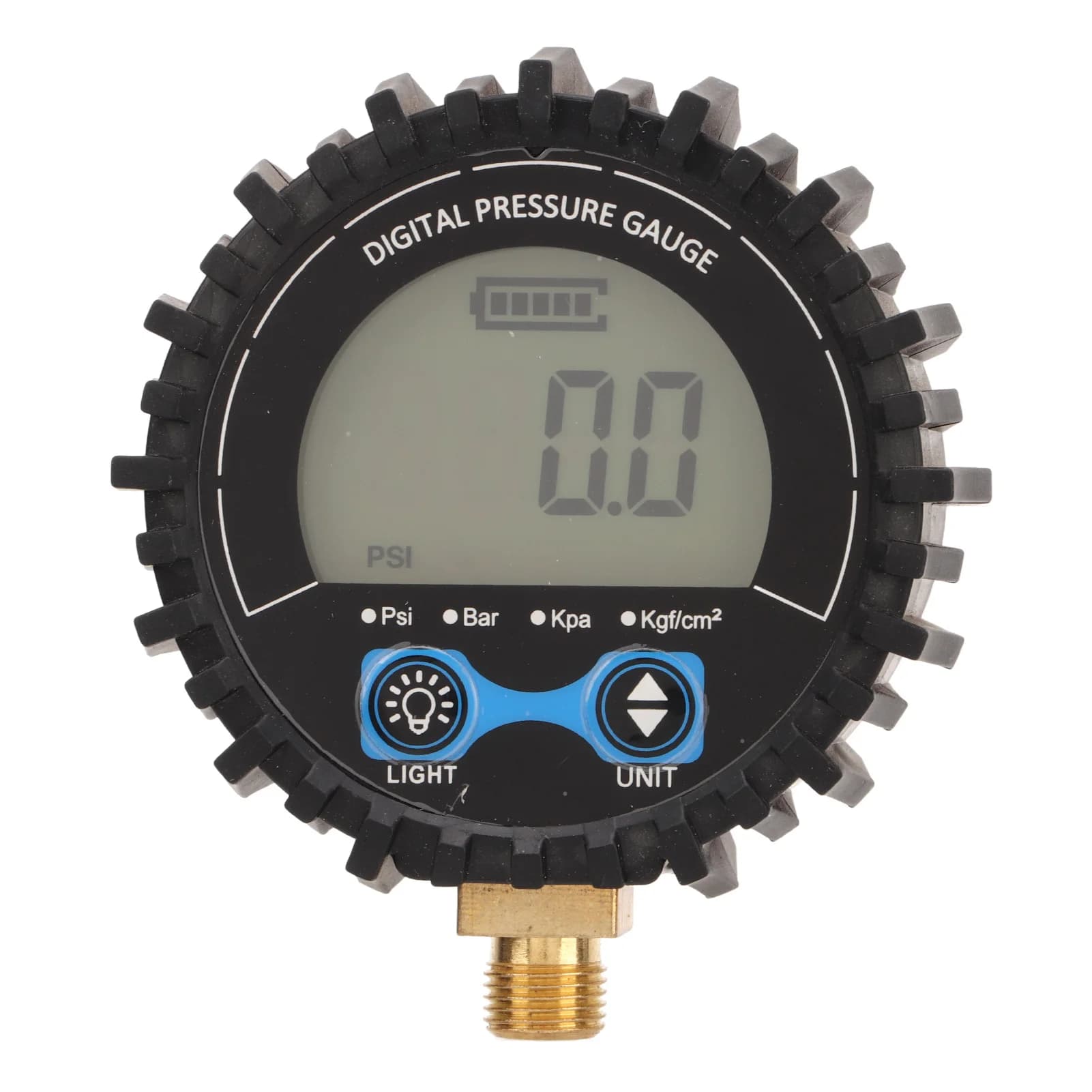 Manometro Digitale per Pneumatici con Display LCD, Quattro Unità di Misura 3-200 PSI, Tester di Monitoraggio Pressione Ruote e Gonfiaggio, Filettatura M11x1, Retroilluminazione Blu