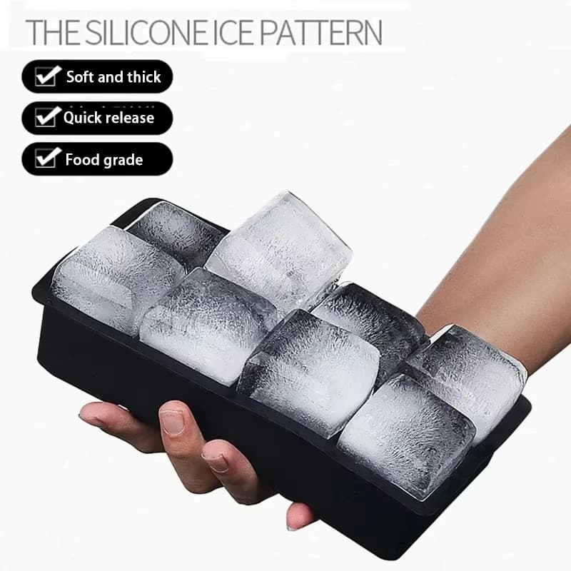 6/8/15 Griglie Grande Stampo per alimenti per ghiaccio Gigante Jumbo Grande Silicone per uso alimentare Cubo di ghiaccio Vassoio quadrato Stampo FAI DA TE Macchina per il ghiaccio Modello Vassoio per cubetti di ghiaccio