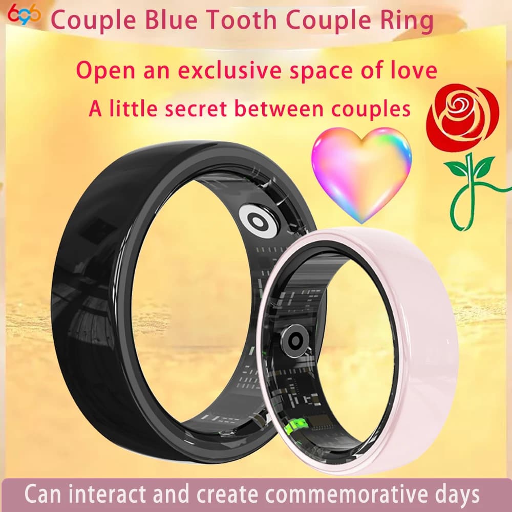 Nuovo anello intelligente coppia interazione spaziale frequenza cardiaca monitor del sonno impermeabile controllo dei gesti sport braccialetto dente blu uomo donna