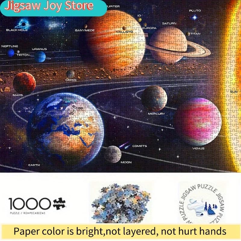 Presentazione di un nuovo articolo: un puzzle con il Sistema Solare e l'Universo. Realizzato in cartone di alta qualità, presenta