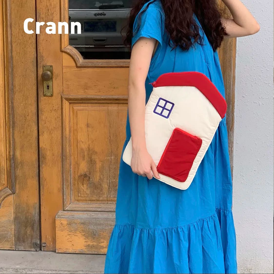 Borsa per laptop Crann Original Cloud House imbottita in cotone, borsa interna per iPad e notebook, versatile, casual, semplice ed elegante.