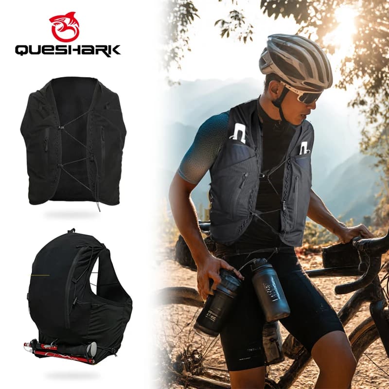Queshark anti-salt cycling vest backpack with water bladder package for outdoor running, marathon and off-road bike